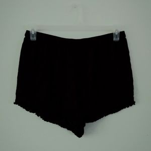 Black high-waisted shorts with drawstring